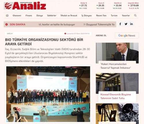 Analiz Gazetesi'nin BIO Türkiye Haberi