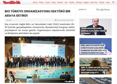 Gazetebirlik'in BIO Türkiye Haberi